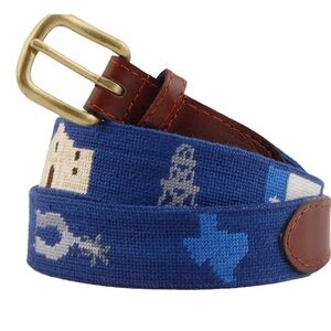 Smathers Branson Embroidered Texas-Themed Needlepoint Belt